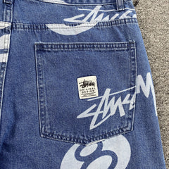 Stussy 8 Ball Denim Shorts Blue
