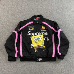 Supreme SpongeBob SquarePants Jeff Hamilton Racing Jacket Black