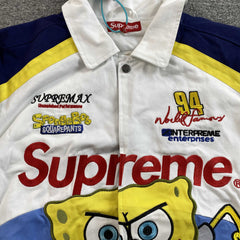 Supreme SpongeBob SquarePants Jeff Hamilton Racing Jacket White