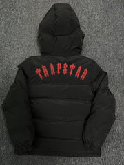 Trapstar Irongate Detachable Hooded Puffer Jacket Black Red