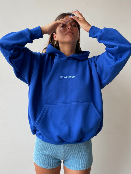 Mr Winston Royal Blue Puff Hoodie Sweat