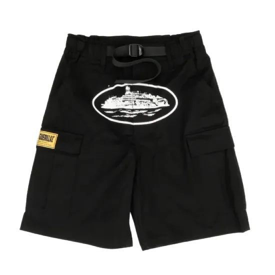 Corteiz Alcatraz Cargo Shorts Black