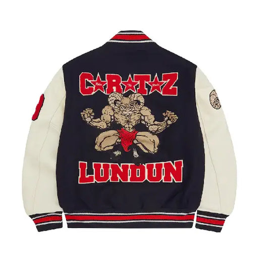 Corteiz Goat Varsity Jacket Navy