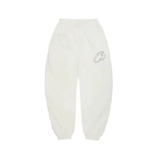 Corteiz Satin C Star Appliqué Swetpants Off White (2)