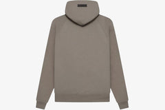 Back view of Essentials Core Collection Pullover Hoodie in Stretch Limo color, showcasing premium fleece interior and relaxed fit.