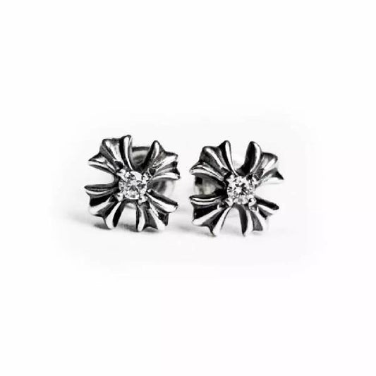 Chrome Hearts Plus Stud Earrings With Diamonds