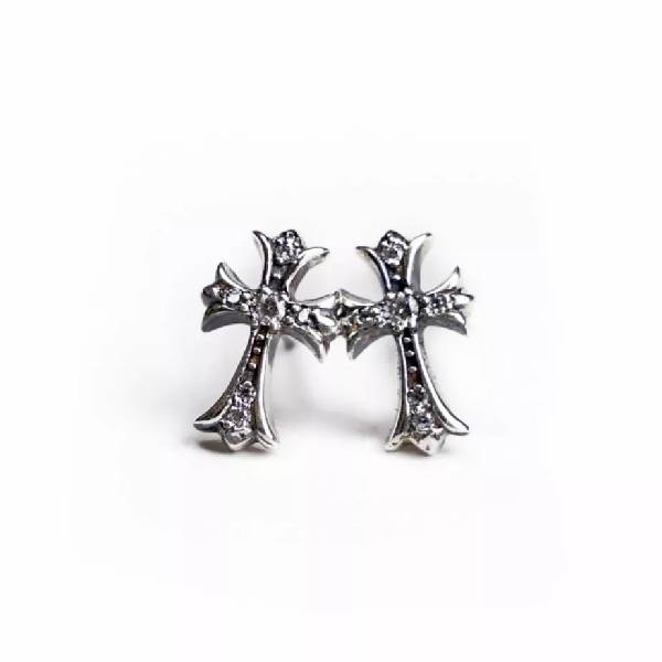 CH Cross Baby Fat Stud Pierce With Pave Diamond