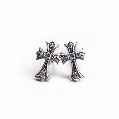 CH Cross Baby Fat Stud Pierce With Pave Diamond