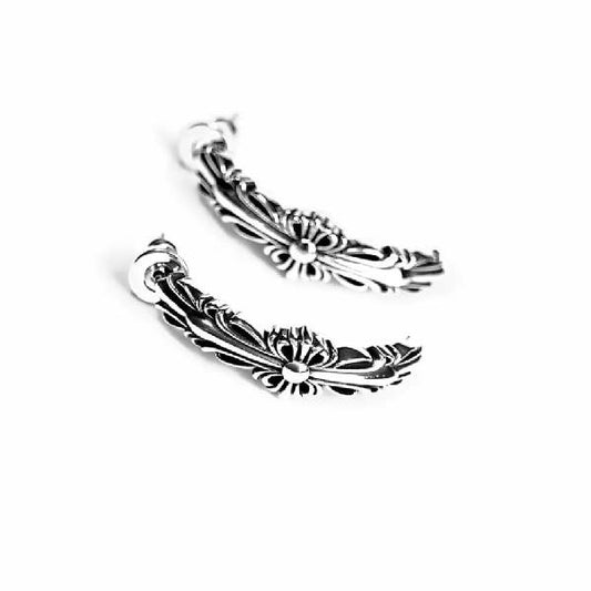 Double Floral Cross Hoop Earring