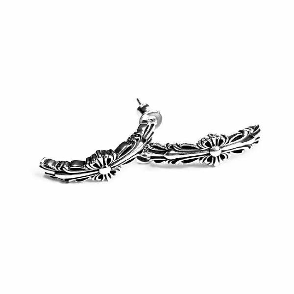 Double Floral Cross Hoop Earring
