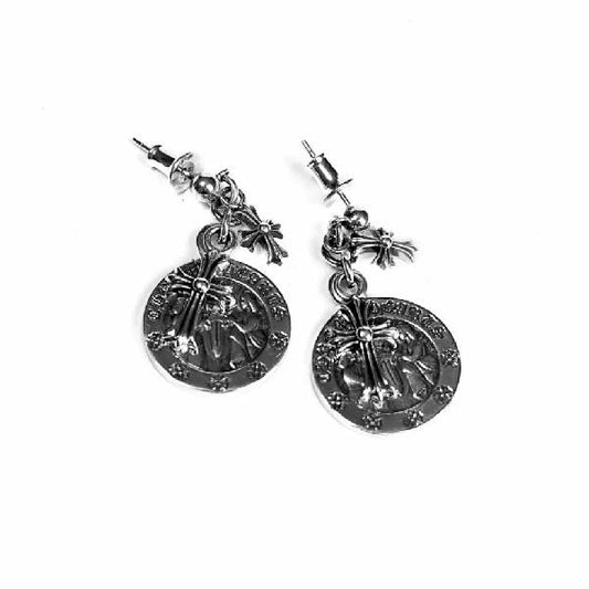 Cross Angel Medallion Earring