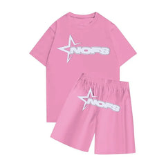 Pink NOFS T-Shirt and Shorts Set