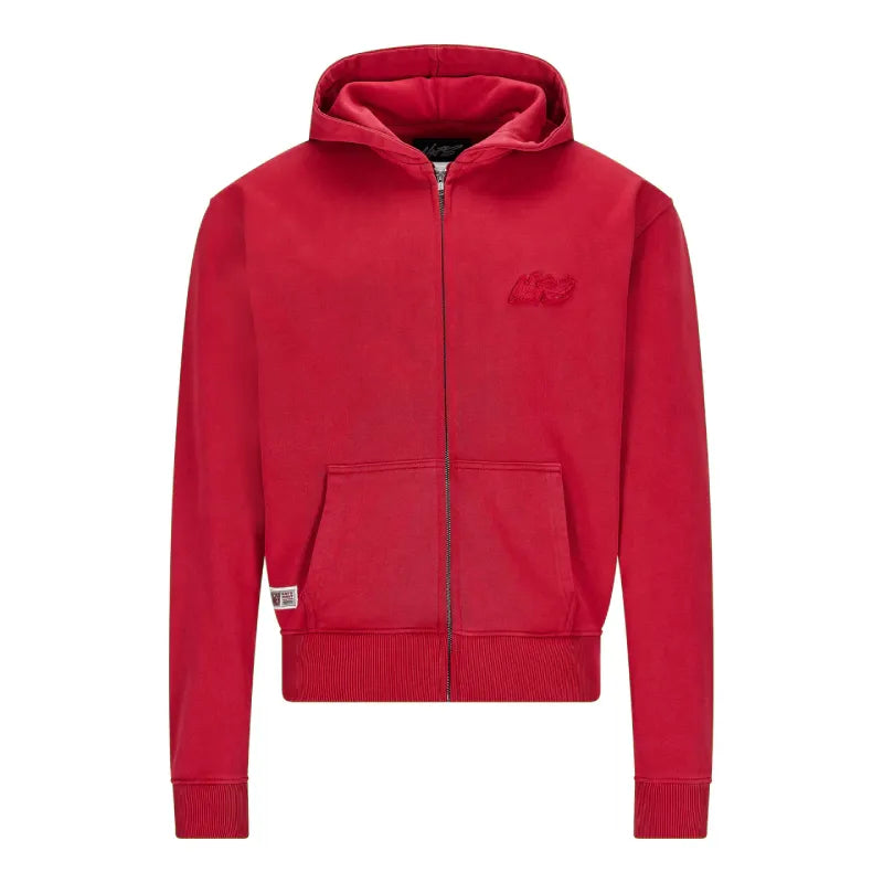 Red Basic NOFS Zipper Hoodie