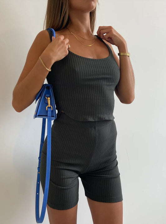 Mr Winston Green Ribbed Bike Shorts