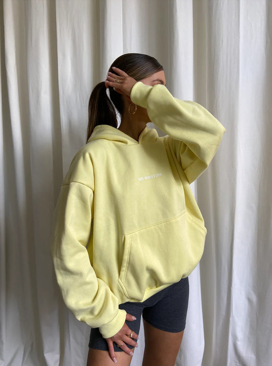 Mr Winston Pale Lemon Puff Hoodie Sweat