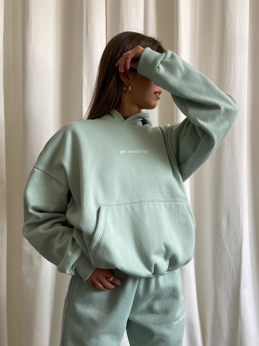 Mr Winston Sage Puff Hoodie Sweat – Grey