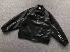 Supreme Nike Leather Varsity Jacket Black