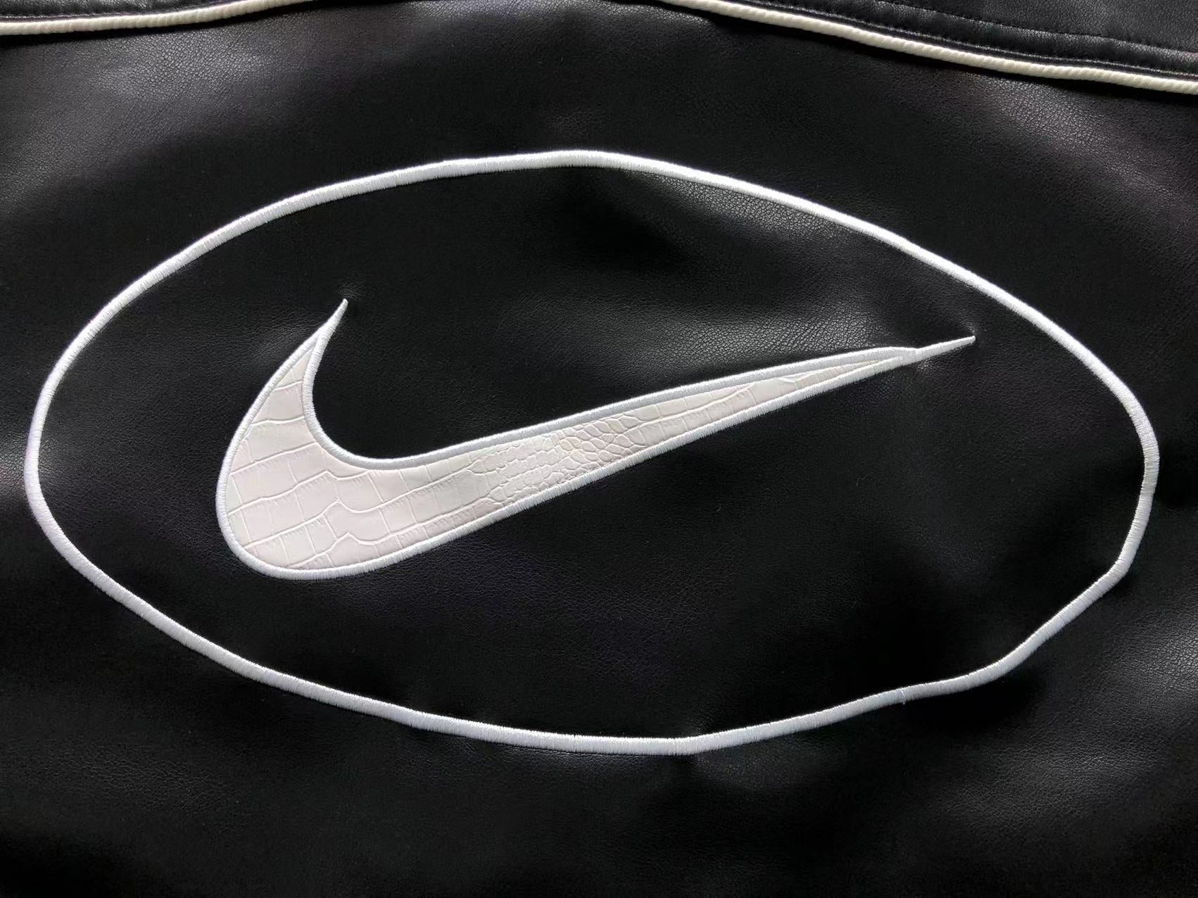 Supreme Nike Leather Varsity Jacket Black