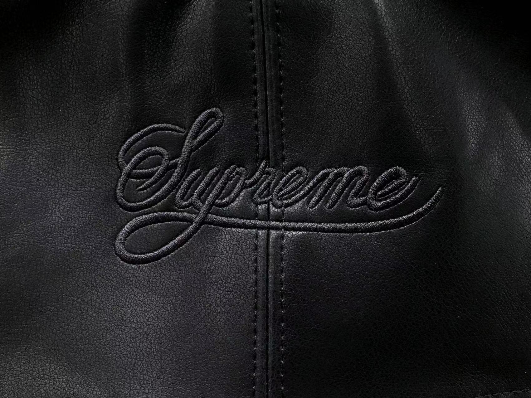 Supreme Nike Leather Varsity Jacket Black