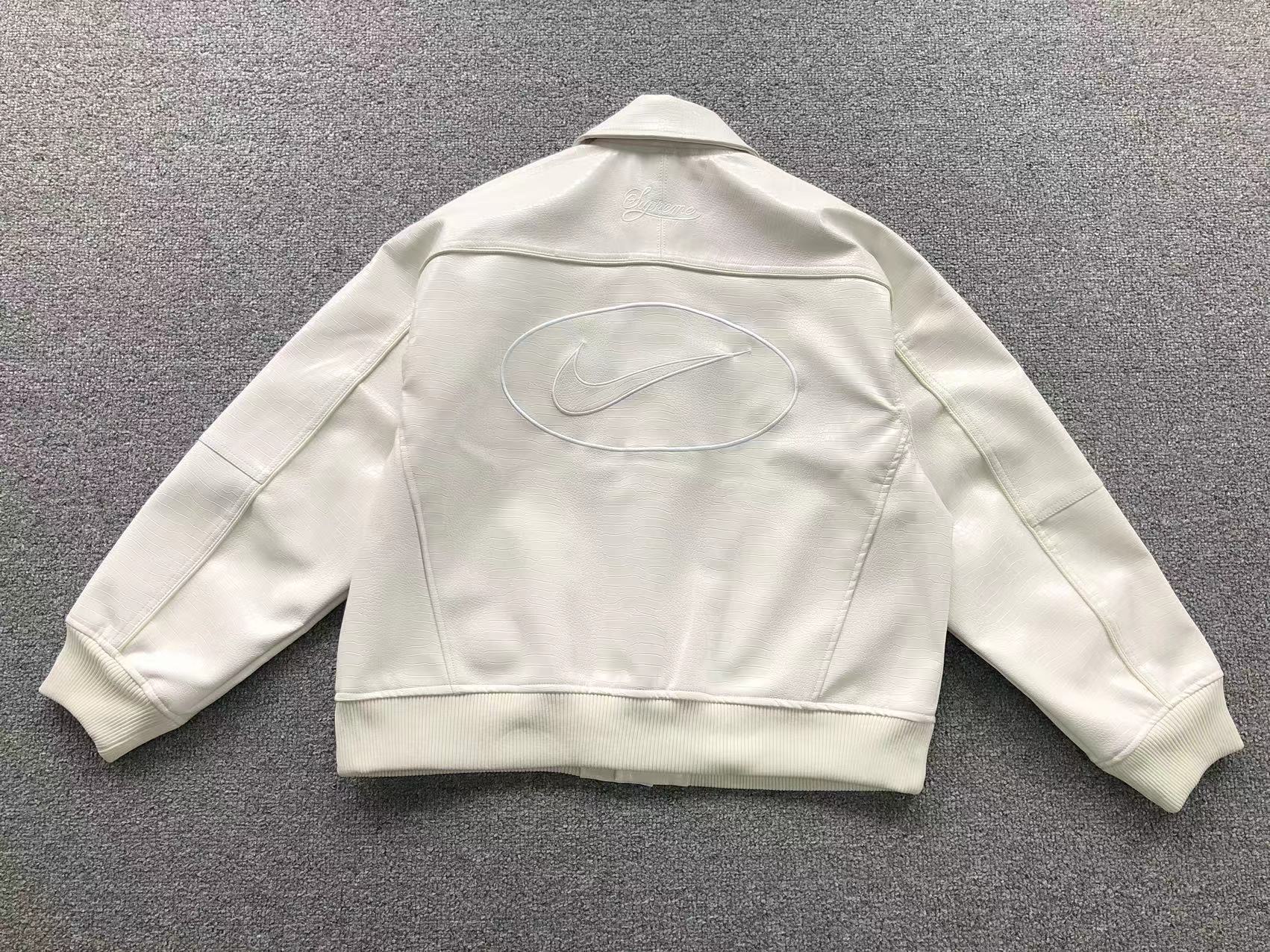 Supreme Nike Leather Varsity Jacket White