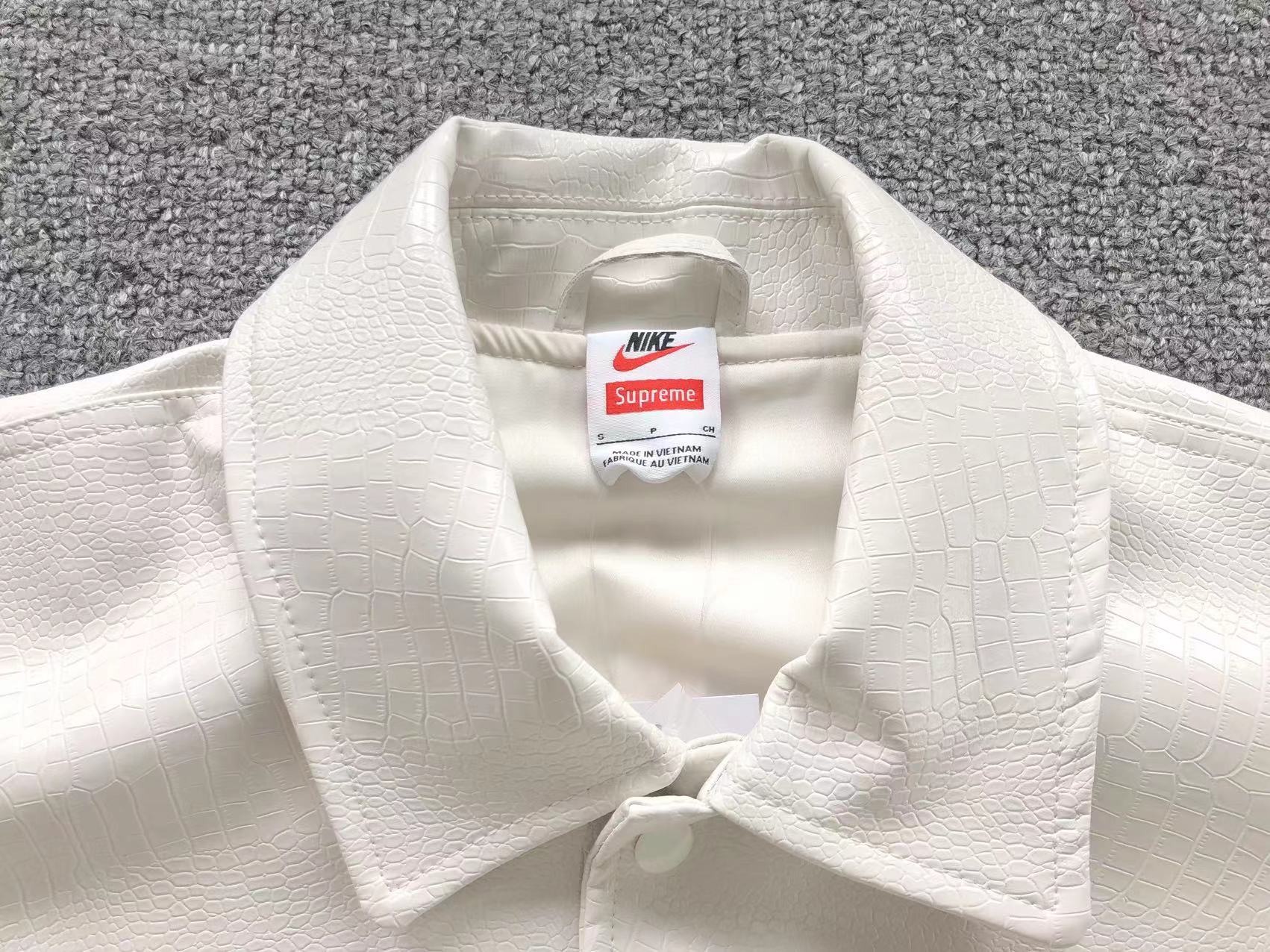 Supreme Nike Leather Varsity Jacket White