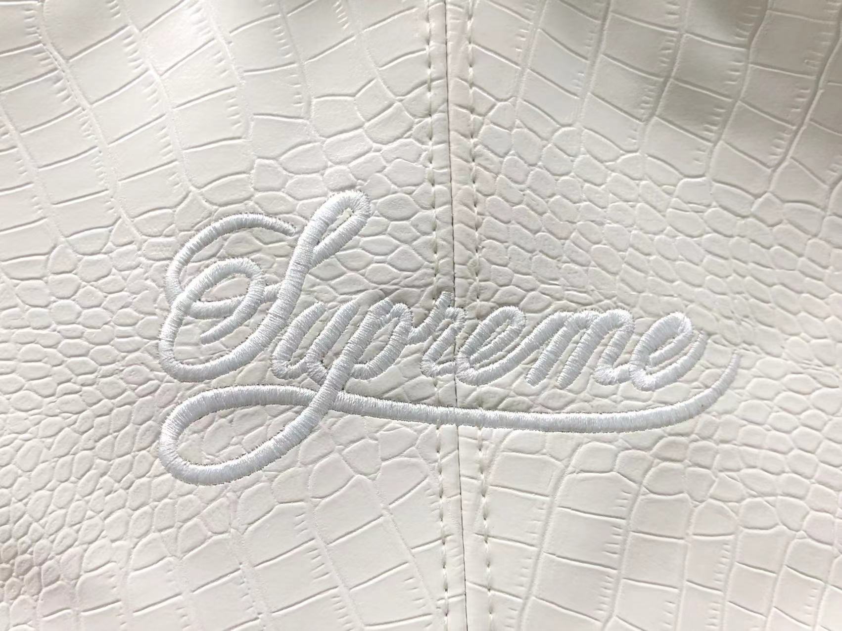 Supreme Nike Leather Varsity Jacket White