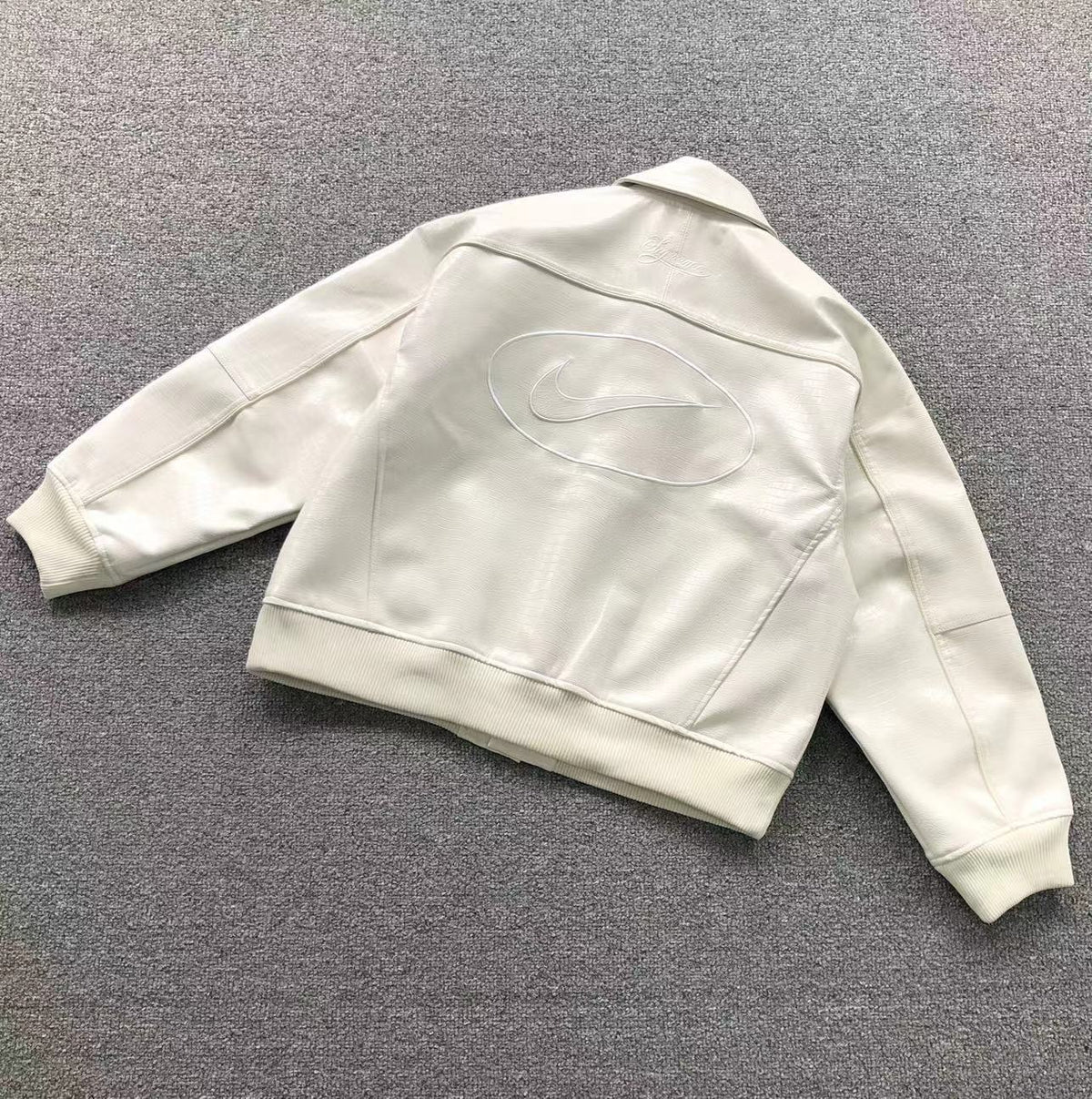 Supreme Nike Leather Varsity Jacket White