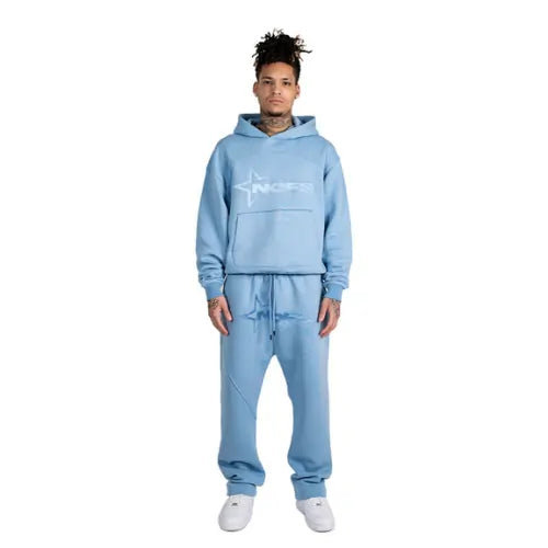 Tone in Tone Baby Blue Noneofus Tracksuit