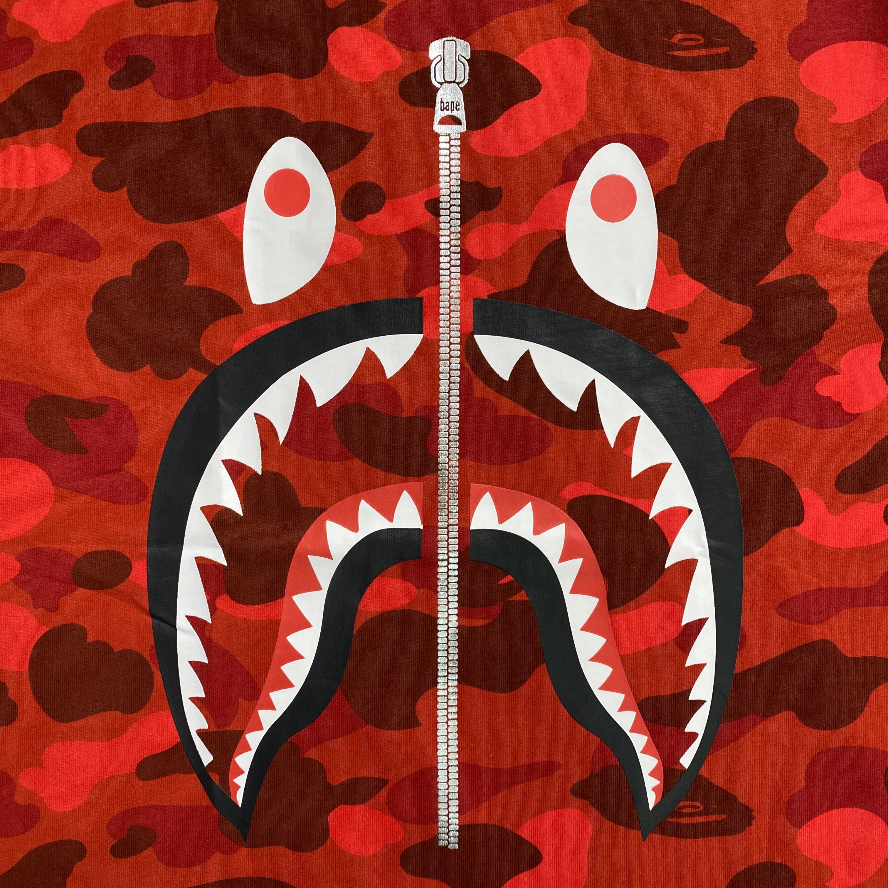 Bape ABC Camo Shark Tee Red