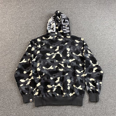 Bape City Camo Shark Full Zip Hoodie Black