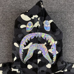 Bape City Camo Shark Full Zip Hoodie Black