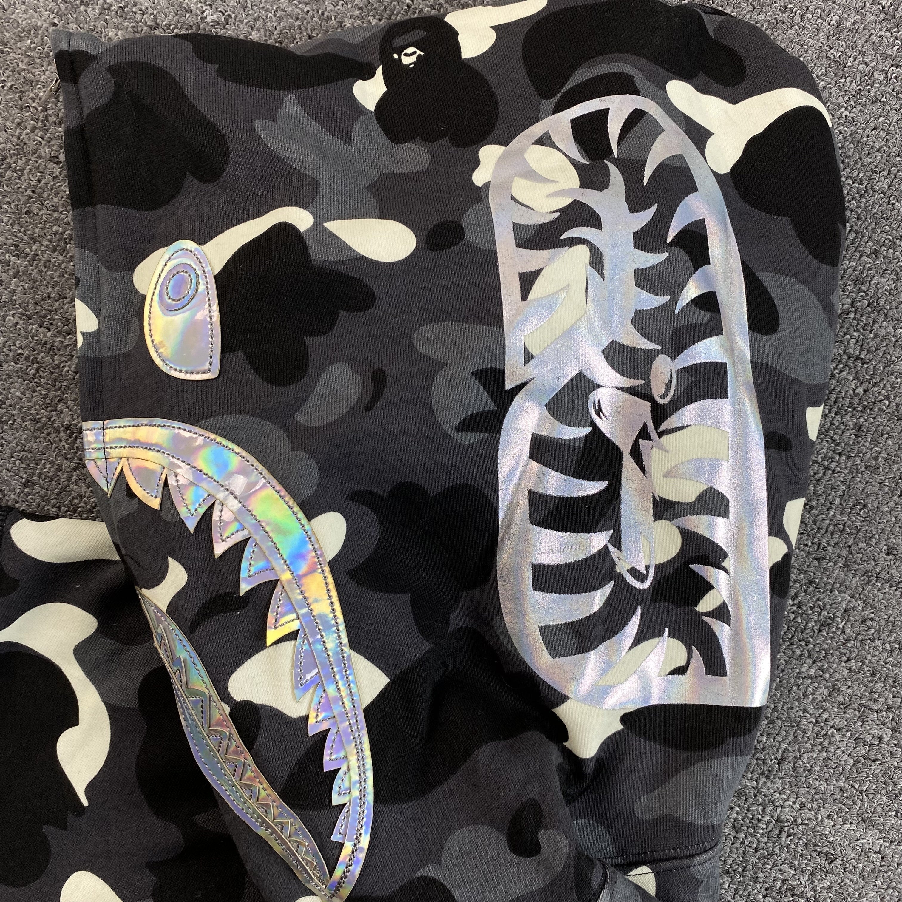 Bape City Camo Shark Full Zip Hoodie Black