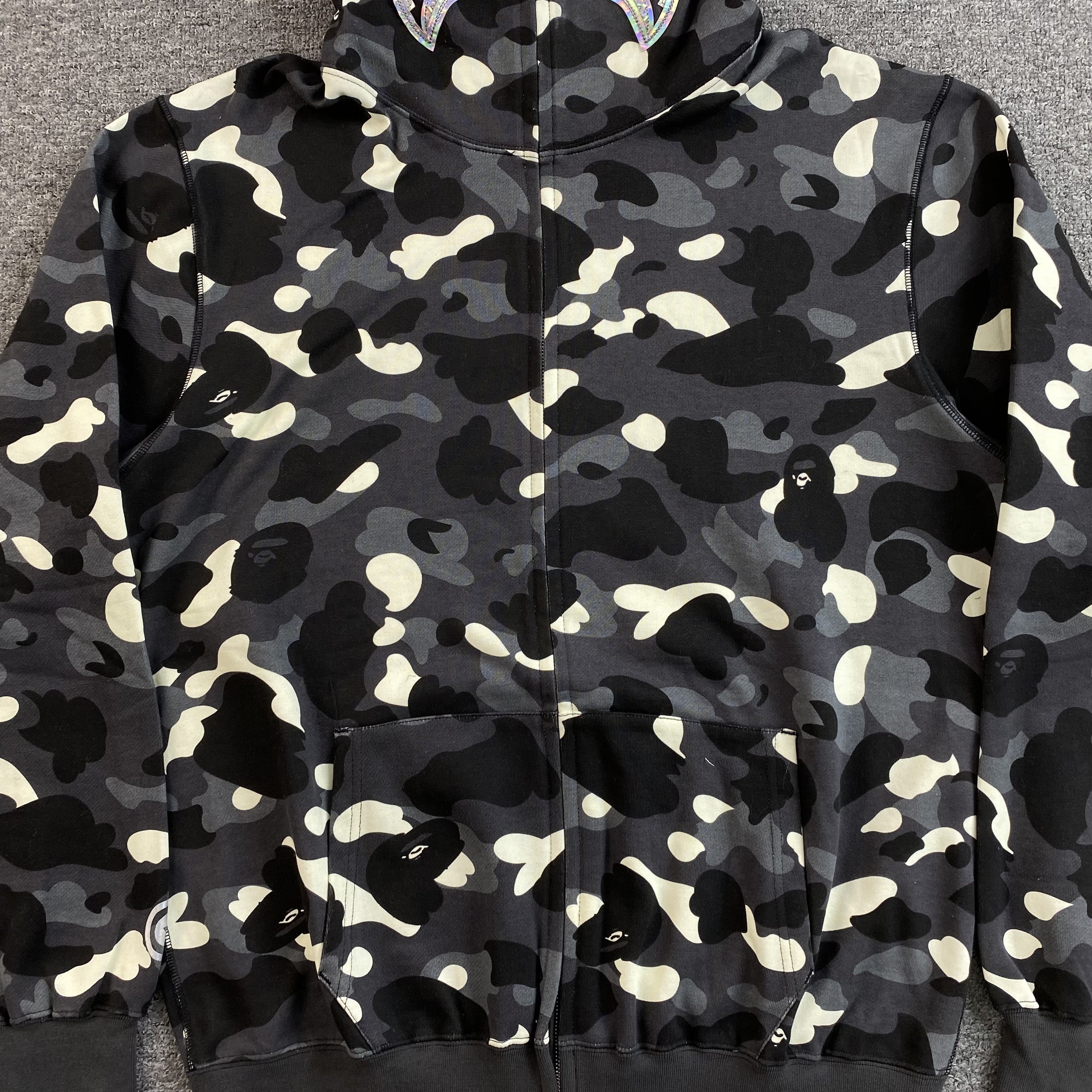 Bape City Camo Shark Full Zip Hoodie Black