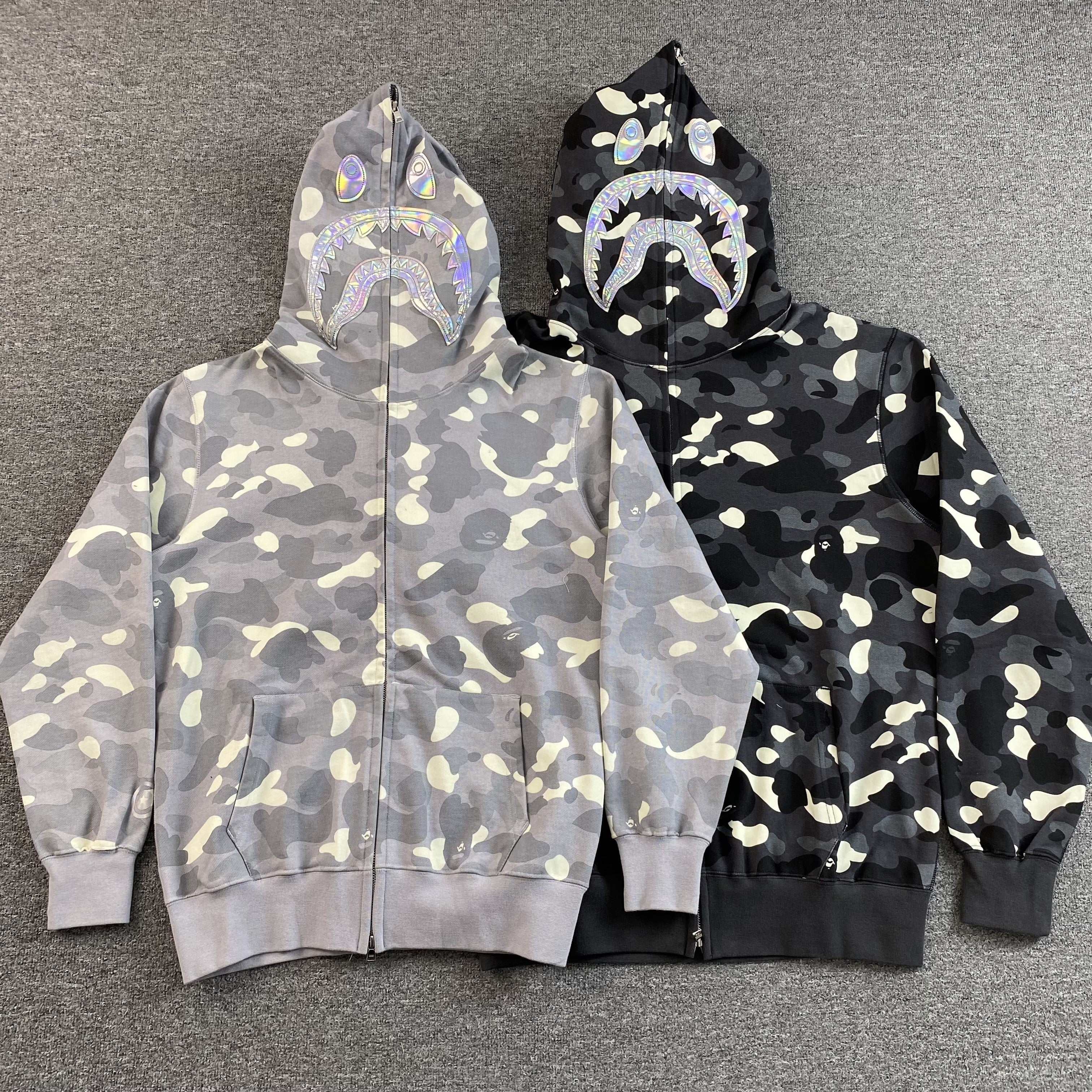 Bape City Camo Shark Full Zip Hoodie Grey