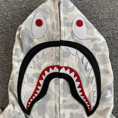 Bape Harajuku Separate Shark Full Zip Hoodie White