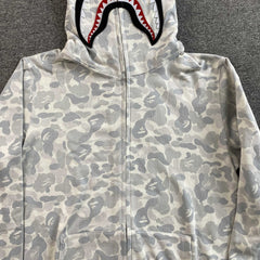 Bape Harajuku Separate Shark Full Zip Hoodie White