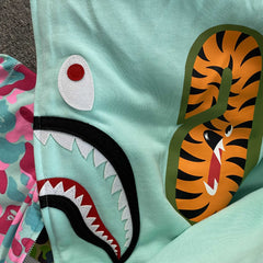 Bape Miami Shark Full Zip Double Hoodie 4th Anniversary Pink Blue