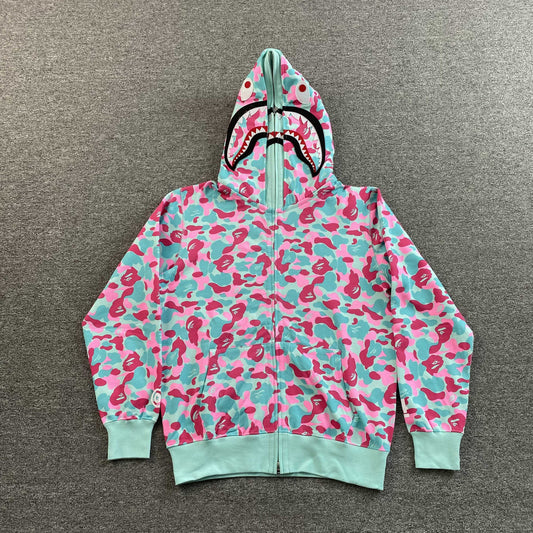 Bape Miami Shark Full Zip Double Hoodie 4th Anniversary Pink Blue