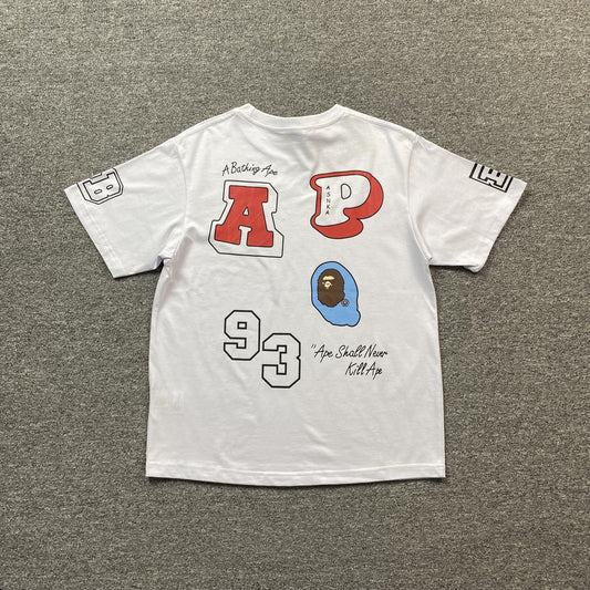 Bape Multi Fonts Tee White