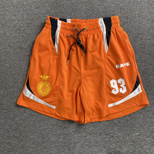 Bape Multi Logo Soccer Shorts Orange