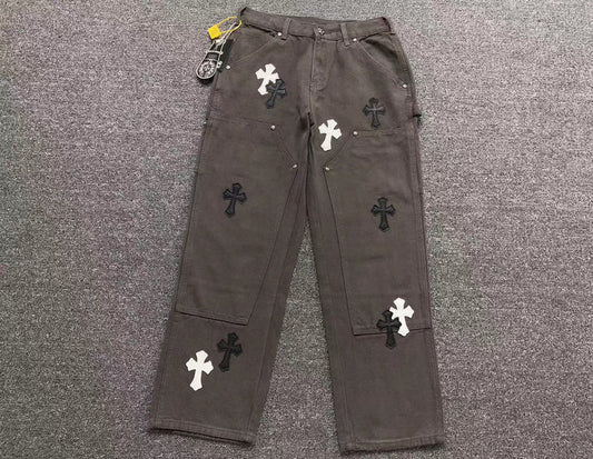 Chrome Hearts Cross Patch Carpenter Pants Grey