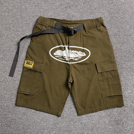 Corteiz Alcatraz Cargo Shorts Brown