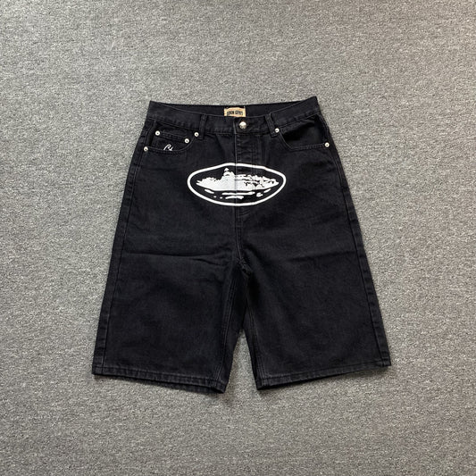 Corteiz Alcatraz Denim Shorts Black