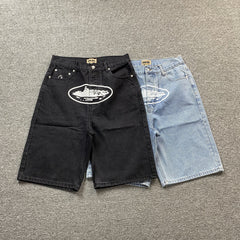 Corteiz Alcatraz Denim Shorts Blue