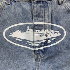 Corteiz Alcatraz Denim Shorts Blue