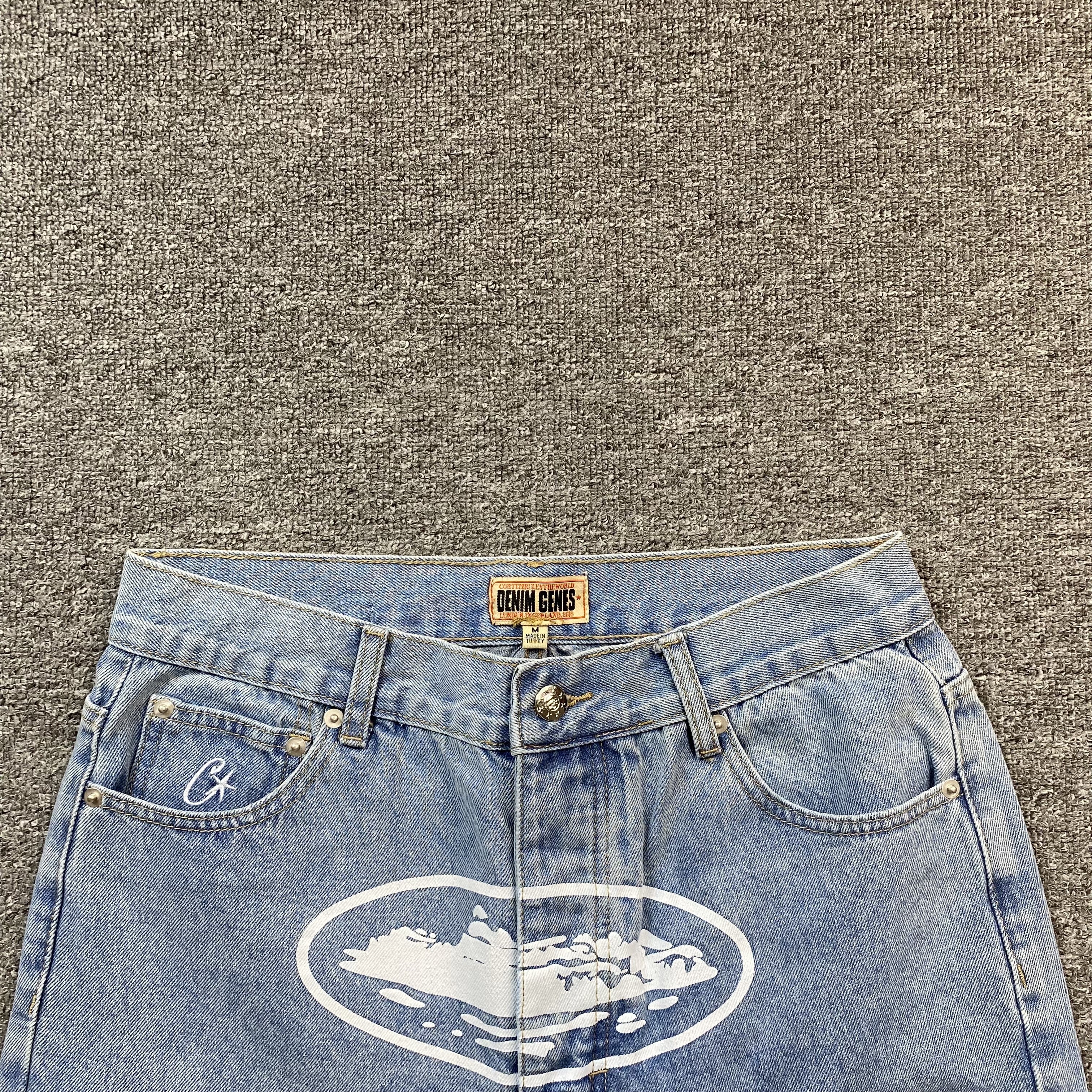 Corteiz Alcatraz Denim Shorts Blue