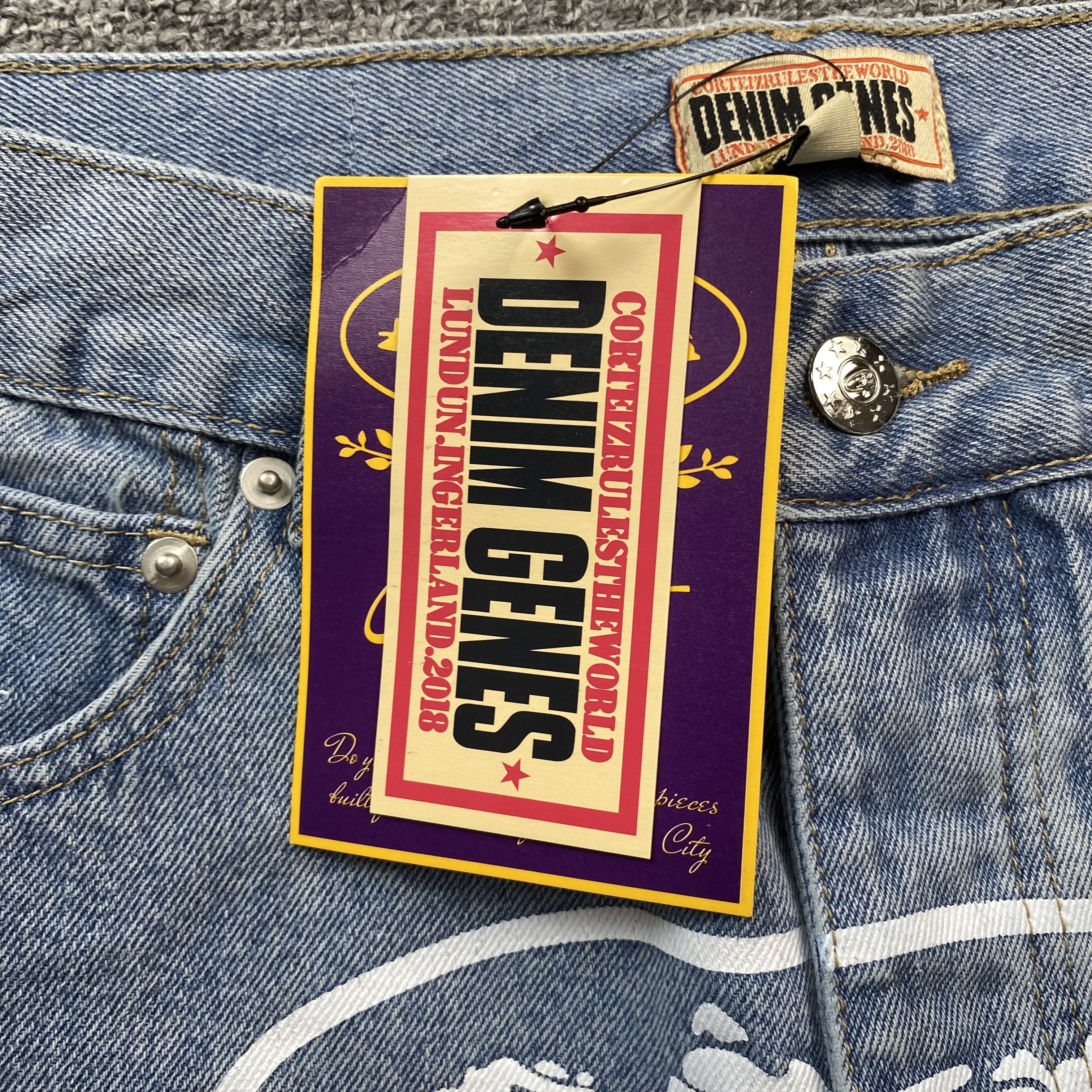 Corteiz Alcatraz Denim Shorts Blue