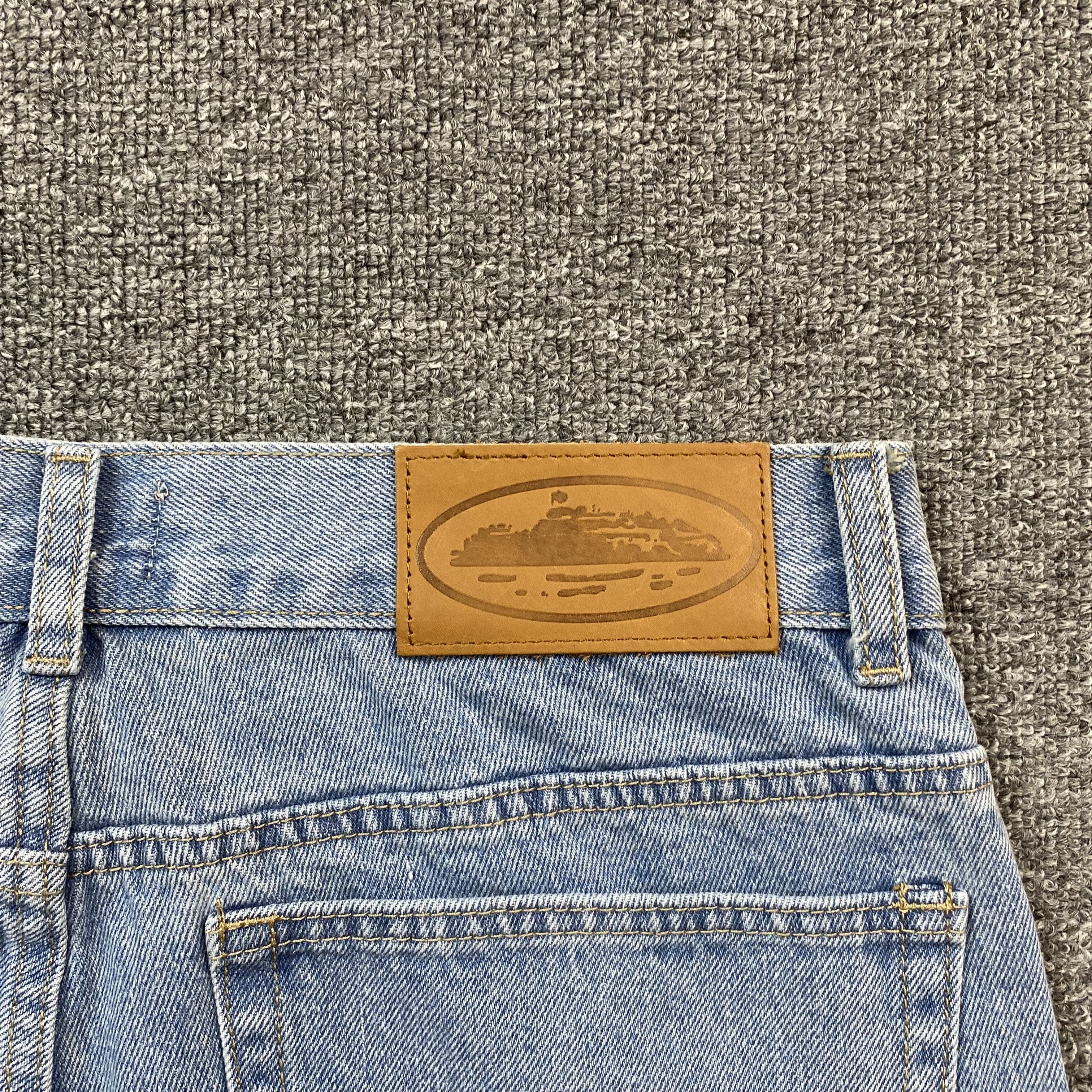 Corteiz Alcatraz Denim Shorts Blue