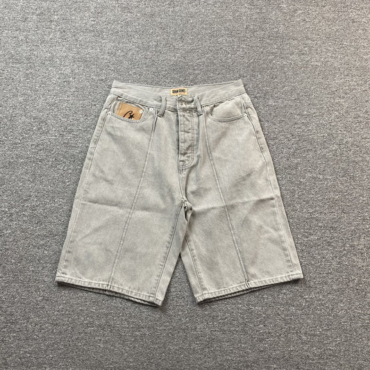 Corteiz C-Star Denim Shorts Grey