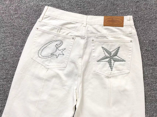 Corteiz C-Star Denim Shorts Natural